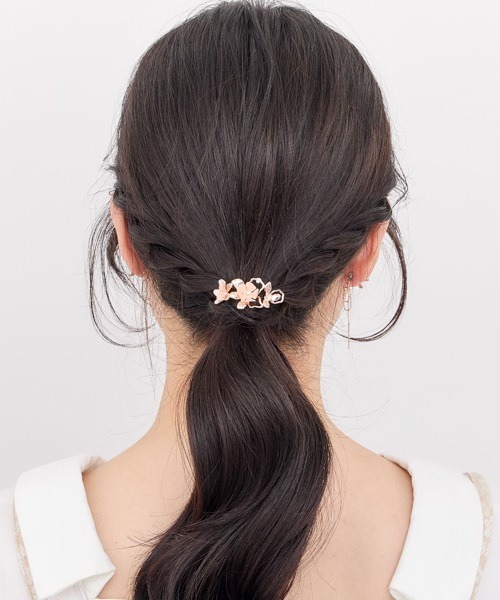 セール】ラメグロスエポフラワーフックポニー ヘアカフ（バレッタ/ヘア