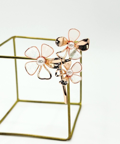 セール】ラメグロスエポフラワーフックポニー ヘアカフ（バレッタ/ヘア