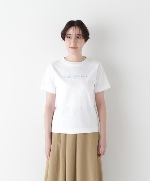 human woman(ヒューマンウーマン)の「◆天竺ロゴTシャツ(Tシャツ/カットソー・レディース・ホワイト/ライトグリーン/ベージュ・MEDIUM)」の9枚目の写真