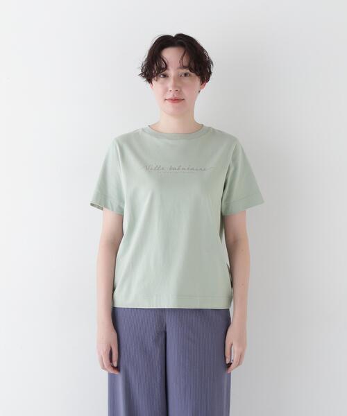 human woman(ヒューマンウーマン)の「◆天竺ロゴTシャツ(Tシャツ/カットソー・レディース・ホワイト/ライトグリーン/ベージュ・MEDIUM)」の21枚目の写真