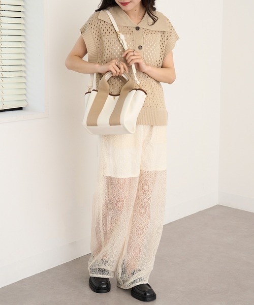 cache cache(カシュ カシュ)の「【cache cache】太ショルダー付き2wayテープトートバッグ S(ショルダーバッグ・レディース・ブラック/ベージュ/グレー/アイボリー/ブラウン・FREE)」の19枚目の写真