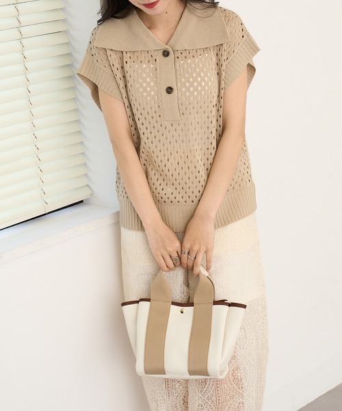 cache cache(カシュ カシュ)の「【cache cache】太ショルダー付き2wayテープトートバッグ S(ショルダーバッグ・レディース・ブラック/ベージュ/グレー/アイボリー/ブラウン・FREE)」の17枚目の写真