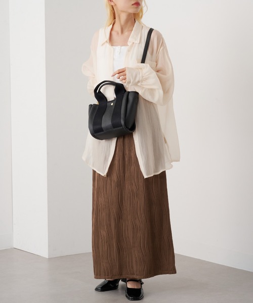 cache cache(カシュ カシュ)の「【cache cache】太ショルダー付き2wayテープトートバッグ S(ショルダーバッグ・レディース・ブラック/ベージュ/グレー/アイボリー/ブラウン・FREE)」の12枚目の写真