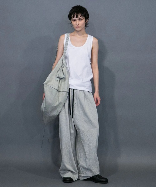 my beautiful landlet(マイビューティフルランドレット)の「【my beautiful landlet】 0th STITCH DENIM BRAID SHOULDER BAG(L)(ショルダーバッグ・メンズ・ライトベージュ/ライトブルー・FREE)」の1枚目の写真