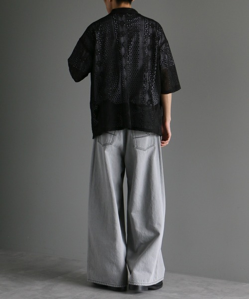 ANEDIST（アンディスト）の「レースオープンカラーシャツ（シャツ/ブラウス・メンズ・ブラック/ブラウン/ホワイト・L/M）」の8枚目の写真