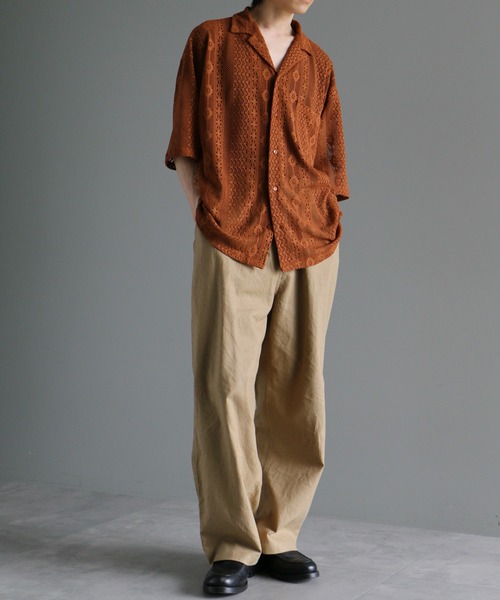 ANEDIST（アンディスト）の「レースオープンカラーシャツ（シャツ/ブラウス・メンズ・ブラック/ブラウン/ホワイト・L/M）」の18枚目の写真