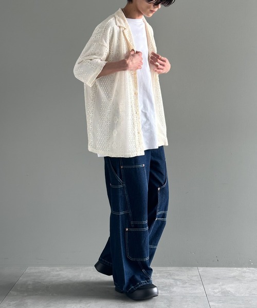 ANEDIST（アンディスト）の「レースオープンカラーシャツ（シャツ/ブラウス・メンズ・ブラック/ブラウン/ホワイト・L/M）」の14枚目の写真