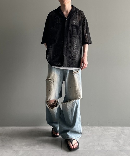 ANEDIST（アンディスト）の「レースオープンカラーシャツ（シャツ/ブラウス・メンズ・ブラック/ブラウン/ホワイト・L/M）」の22枚目の写真