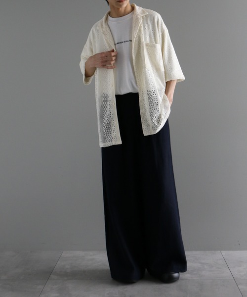 ANEDIST（アンディスト）の「レースオープンカラーシャツ（シャツ/ブラウス・メンズ・ブラック/ブラウン/ホワイト・L/M）」の13枚目の写真