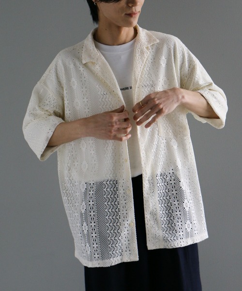 ANEDIST（アンディスト）の「レースオープンカラーシャツ（シャツ/ブラウス・メンズ・ブラック/ブラウン/ホワイト・L/M）」の12枚目の写真