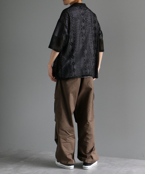 ANEDIST（アンディスト）の「レースオープンカラーシャツ（シャツ/ブラウス・メンズ・ブラック/ブラウン/ホワイト・L/M）」の4枚目の写真