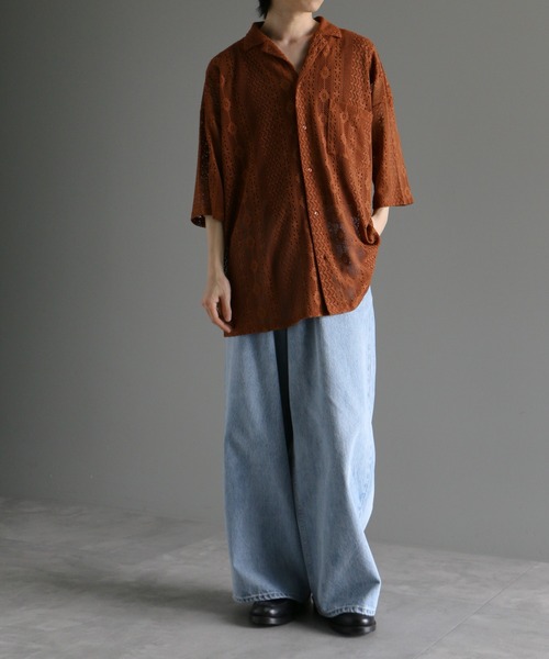 ANEDIST（アンディスト）の「レースオープンカラーシャツ（シャツ/ブラウス・メンズ・ブラック/ブラウン/ホワイト・L/M）」の17枚目の写真