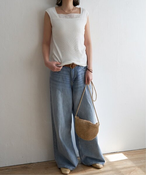 LBC（エルビーシー）の「スクエアネックシアーレイヤードタンクトップ（タンクトップ・レディース・ブラック/ホワイト/ブラウン/チャコール・M/L）」の10枚目の写真