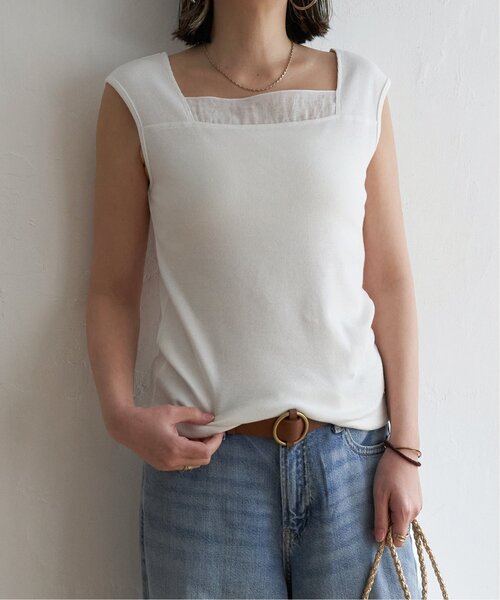 LBC（エルビーシー）の「スクエアネックシアーレイヤードタンクトップ（タンクトップ・レディース・ブラック/ホワイト/ブラウン/チャコール・M/L）」の6枚目の写真