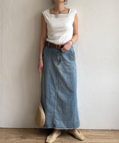 LBC（エルビーシー）の「スクエアネックシアーレイヤードタンクトップ（タンクトップ・レディース・ブラック/ホワイト/ブラウン/チャコール・M/L）」の14枚目の写真