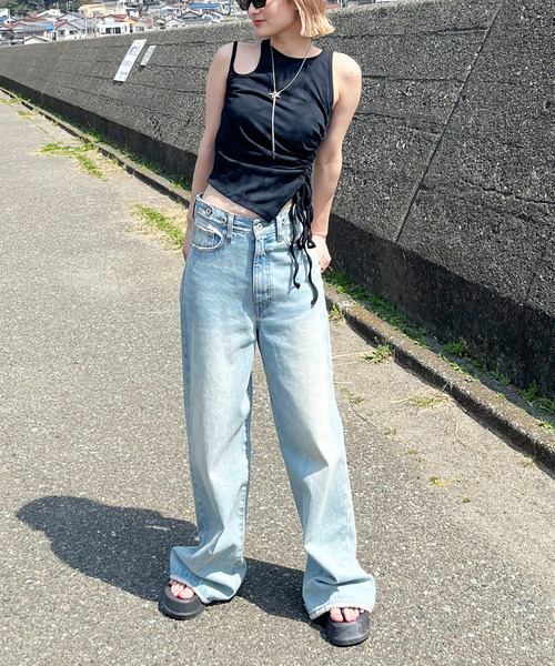 SPIRALGIRL（スパイラルガール）の「サイドギャザーアメスリトップス（タンクトップ・レディース・グリーン/ブラック/ホワイト・FREE）」の18枚目の写真