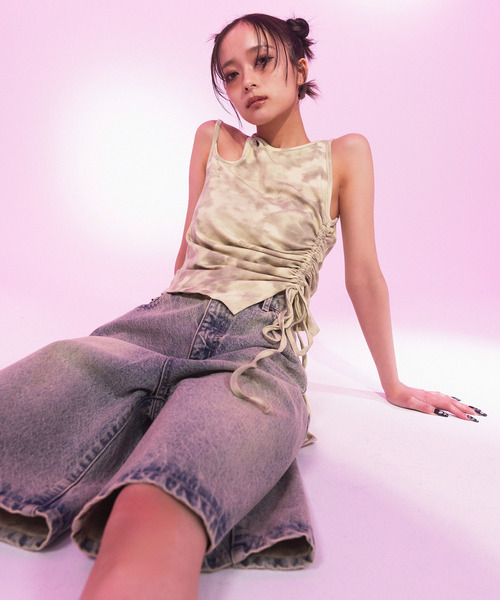 SPIRALGIRL（スパイラルガール）の「サイドギャザーアメスリトップス（タンクトップ・レディース・グリーン/ブラック/ホワイト・FREE）」の22枚目の写真