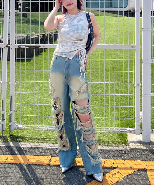SPIRALGIRL（スパイラルガール）の「サイドギャザーアメスリトップス（タンクトップ・レディース・グリーン/ブラック/ホワイト・FREE）」の20枚目の写真