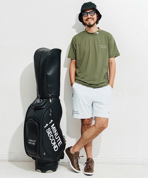 1minute 1second(ワンミニットワンセカンド)の「mt9675-1 Pocket embroidery mock neck T (cool fabric) モックネックTシャツ(Tシャツ/カットソー・メンズ・カーキ系/ブラック×ホワイト/ホワイト×ブラック・S/M/L/XL)」の4枚目の写真