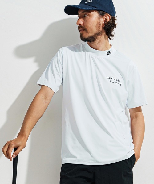 1minute 1second(ワンミニットワンセカンド)の「mt9675-1 Pocket embroidery mock neck T (cool fabric) モックネックTシャツ(Tシャツ/カットソー・メンズ・カーキ系/ブラック×ホワイト/ホワイト×ブラック・S/M/L/XL)」の6枚目の写真