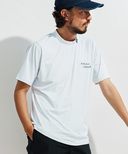 1minute 1second(ワンミニットワンセカンド)の「mt9675-1 Pocket embroidery mock neck T (cool fabric) モックネックTシャツ(Tシャツ/カットソー・メンズ・カーキ系/ブラック×ホワイト/ホワイト×ブラック・S/M/L/XL)」の7枚目の写真