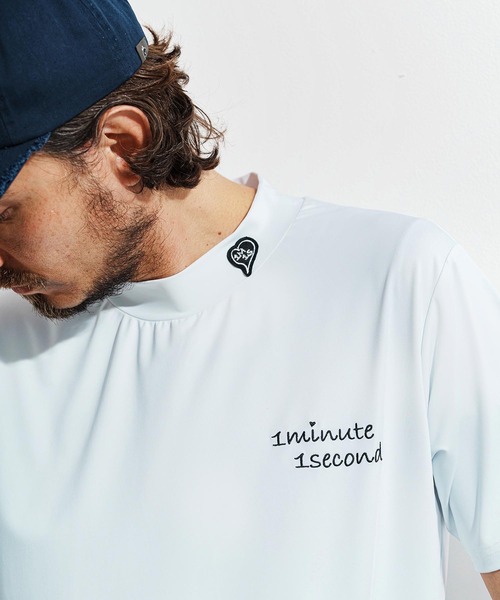 1minute 1second(ワンミニットワンセカンド)の「mt9675-1 Pocket embroidery mock neck T (cool fabric) モックネックTシャツ(Tシャツ/カットソー・メンズ・カーキ系/ブラック×ホワイト/ホワイト×ブラック・S/M/L/XL)」の8枚目の写真