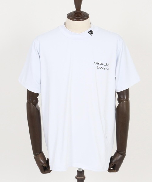 1minute 1second(ワンミニットワンセカンド)の「mt9675-1 Pocket embroidery mock neck T (cool fabric) モックネックTシャツ(Tシャツ/カットソー・メンズ・カーキ系/ブラック×ホワイト/ホワイト×ブラック・S/M/L/XL)」の14枚目の写真