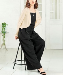 GOLDJAPAN（ゴールドジャパン）の「ショート丈トッパーカーディガン＆ワイドサロペットパンツ2点セット【大きいサイズ対応】（セットアップ）」