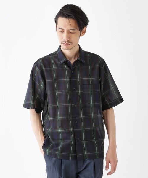 TAKEO KIKUCHI(タケオキクチ)の「◆【THE FLAGSHIP】シアーチェック シャツ(シャツ/ブラウス・メンズ・アイボリー系1/ネイビー系1・02/03/04)」の1枚目の写真