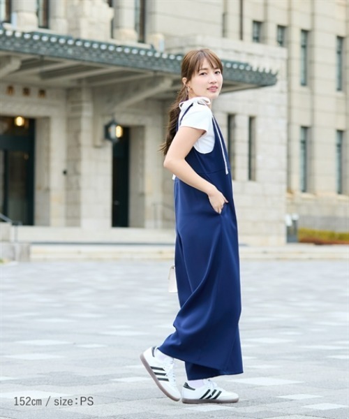 Petitjo（プッチージョ）の「小さいサイズ　【hiiさんコラボ】肩リボン付きオールインワン　低身長さん・小柄女性（つなぎ/オールインワン・レディース・ブラック/ネイビー・PSS/PS/PM）」の5枚目の写真