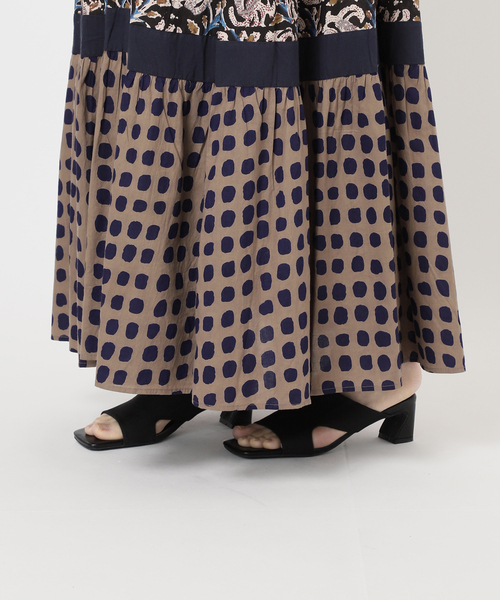 B.C STOCK（ベーセーストック）の「手洗い可 / ティアードパッチワークキャミワンピース（ワンピース・レディース・ブラウン/グリーン・FREE）」の21枚目の写真