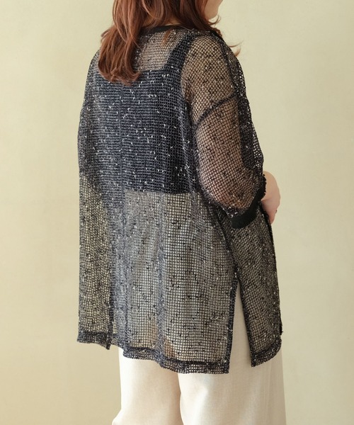 LEPSIM(レプシィム)の「【産前・産後対応】マタニティ/メッシュフリンジ5分袖プルオーバー 329602(その他トップス・レディース・ブラック/カーキ/アイボリー/ブルー・FREE)」の15枚目の写真