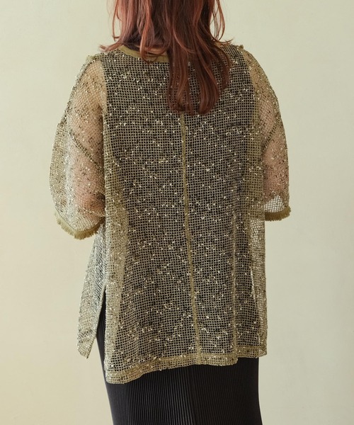 LEPSIM(レプシィム)の「【産前・産後対応】マタニティ/メッシュフリンジ5分袖プルオーバー 329602(その他トップス・レディース・ブラック/カーキ/アイボリー/ブルー・FREE)」の22枚目の写真