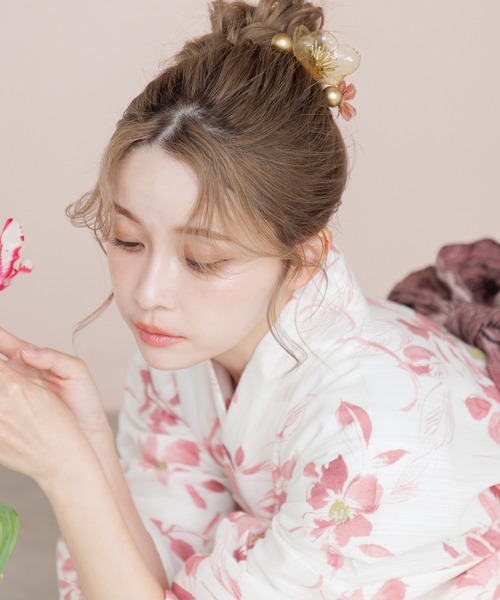 Dita(ディータ)の「クリアフラワー髪飾りセット【K】(和装小物・レディース・クリア/ブラック/ピンク/ラベンダー/イエロー/ホワイト・FREE)」の14枚目の写真