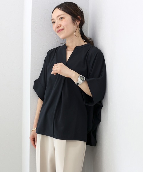 tシャツ 汗染み防止加工スキッパードルマンプルオーバー レディース 汗染み防止加工スキッパードルマンプルオーバー（Tシャツ