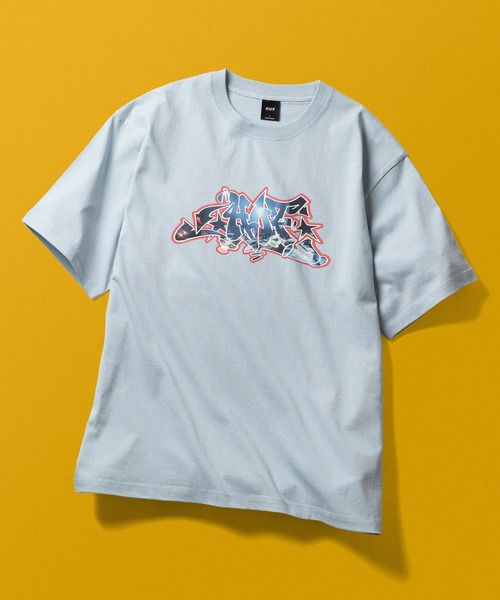 HUF(ハフ)の「MOTION TEE(Tシャツ/カットソー・メンズ・ホワイト/ブルー系その他・S/M/L/XL/XXL)」の1枚目の写真