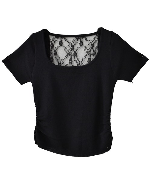 Reurie'(レウリィ)の「【ZOZO限定】バックレーストップ/back lace top 半袖 バックオープン シンプル きれいめ フェミニン ワンホン モード 大人カジュアル(Tシャツ/カットソー・レディース・アイボリー/ブラック・FREE)」の10枚目の写真