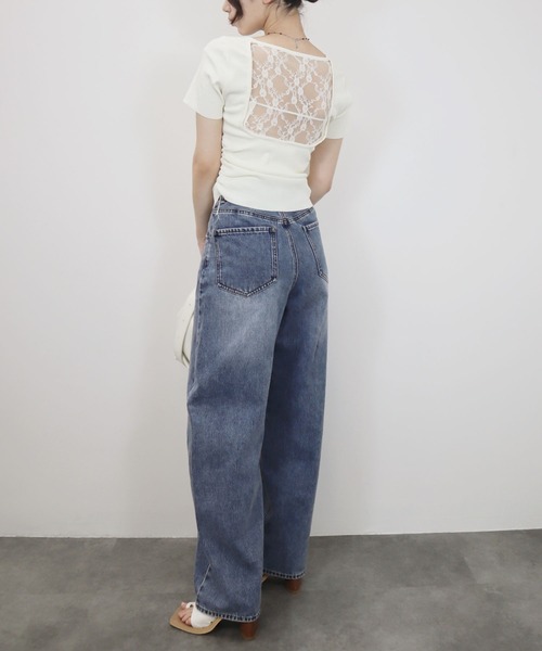 Reurie'(レウリィ)の「【ZOZO限定】バックレーストップ/back lace top 半袖 バックオープン シンプル きれいめ フェミニン ワンホン モード 大人カジュアル(Tシャツ/カットソー・レディース・アイボリー/ブラック・FREE)」の21枚目の写真