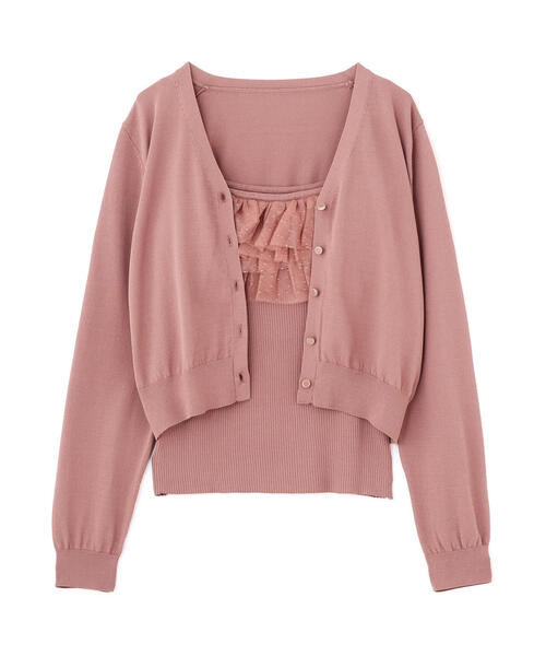 PROPORTION BODY DRESSING(プロポーションボディドレッシング)の「チュール付きニットアンサンブル / 1215170904(ニット/セーター・レディース・ブラウン系その他/ブルー/ピンク・FREE)」の4枚目の写真