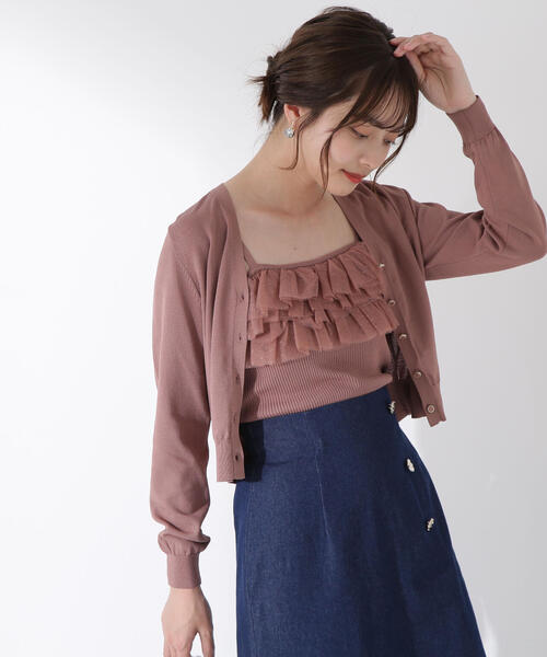 PROPORTION BODY DRESSING(プロポーションボディドレッシング)の「チュール付きニットアンサンブル / 1215170904(ニット/セーター・レディース・ブラウン系その他/ブルー/ピンク・FREE)」の5枚目の写真