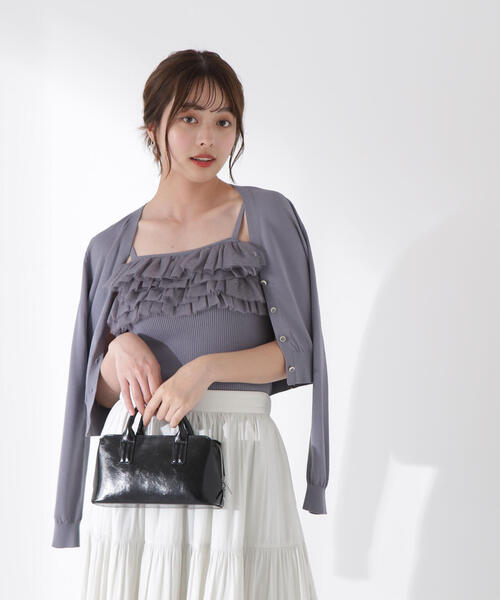 PROPORTION BODY DRESSING(プロポーションボディドレッシング)の「チュール付きニットアンサンブル / 1215170904(ニット/セーター・レディース・ブラウン系その他/ブルー/ピンク・FREE)」の2枚目の写真