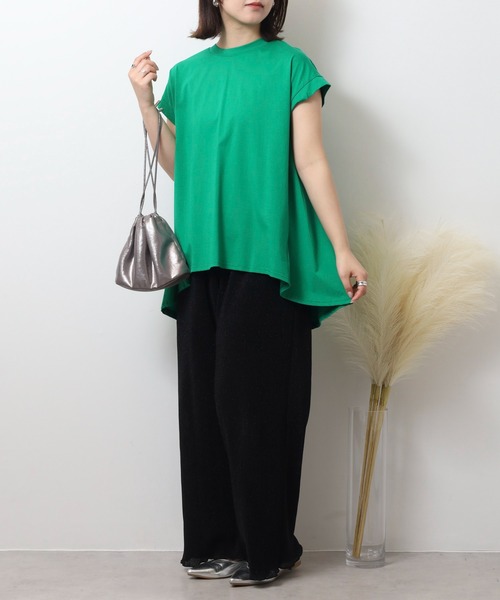 EGLANTINE(エグランティーヌ)の「EGLANTINE フレンチスリーブフレアーカットソー(Tシャツ/カットソー・レディース・ブラック/オフホワイト/レッド/グリーン・40)」の15枚目の写真