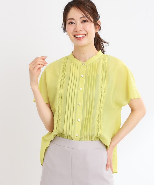 夏SALE／選べる7色◎／手洗い可】フロントピンタックデザイン