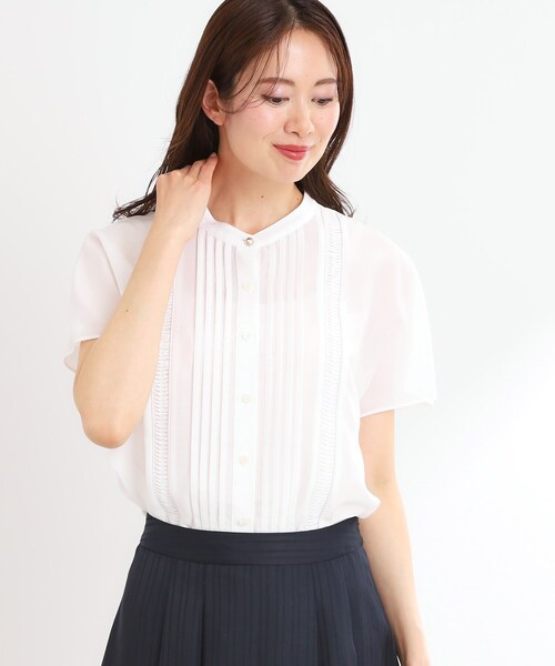 夏SALE／選べる7色◎／手洗い可】フロントピンタックデザイン