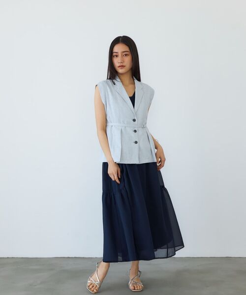 tシャツ リネンライクテーラードタックジレ 「低身長・小柄女性」 レディース リネンライクテーラードタックジレ 【低身長・小柄女性】（T