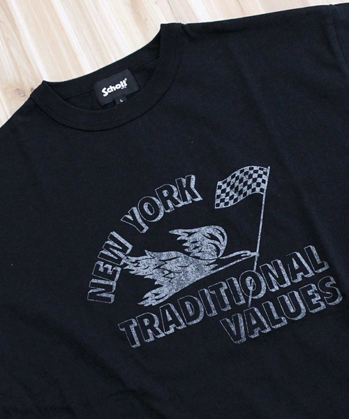 Schott(ショット)の「T-SHIRT FLYING EAGLE(Tシャツ/カットソー・メンズ・ブラック/ホワイト・L/XL/XXL/M)」の11枚目の写真