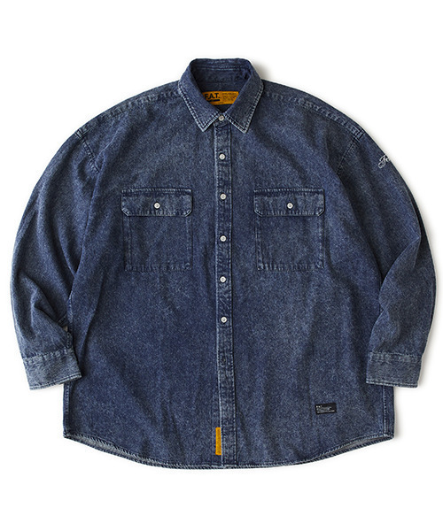 FAT（エフエイティー）の「DENIFORM（シャツ/ブラウス・メンズ・ブルー/ブラック・JUMBO(XXL)/FAT(XL)/SKINNY(L)/TITCH(M)）」の2枚目の写真