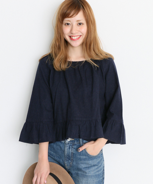 URBAN RESEARCH Sonny Label（アーバンリサーチサニーレーベル）の「Sonny Label ネルギャザープルオーバー（Tシャツ/カットソー・レディース・イエロー/ネイビー/ブルー・FREE）」の2枚目の写真