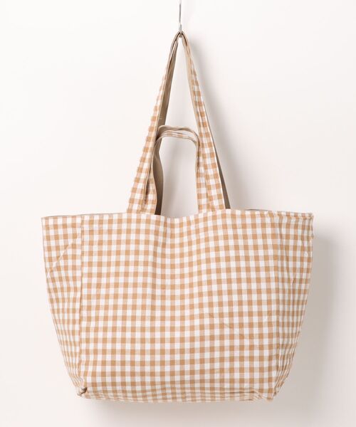 VIBGYOR（ヴィブジョー）の「Liaa/大容量 リバーシブル ギンガムチェックトートバッグ A18259（トートバッグ・レディース・ベージュ/ブラック/ピンク/ブルー・FREE）」の13枚目の写真