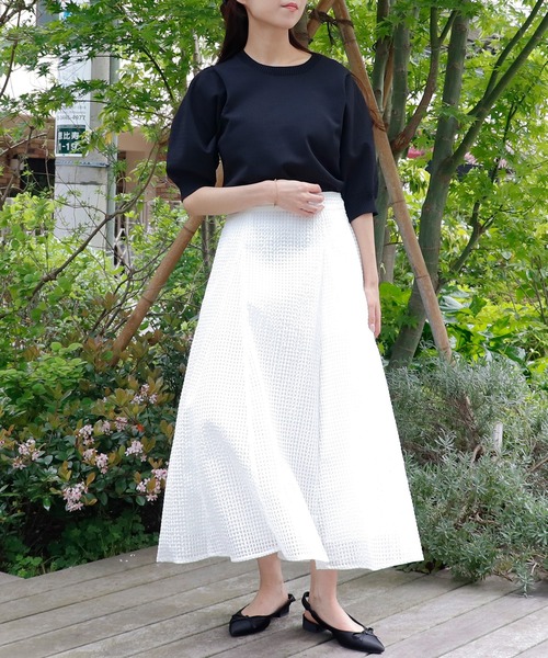 Sirin(シリン)の「シアーギンガムフレアスカ―ト【2サイズ展開】(スカート・レディース・ホワイト/ネイビー・SMALL/X-SMALL)」の9枚目の写真